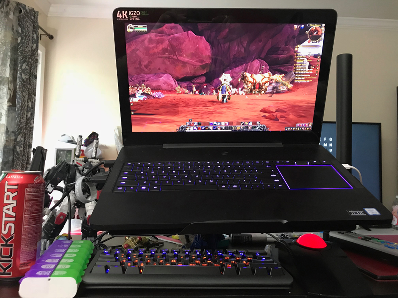 Yes, I have a special edition Ducky Mini mechanical keyboard hooked up to my Razer Blade Pro. And a trackball. I need my creature comforts.